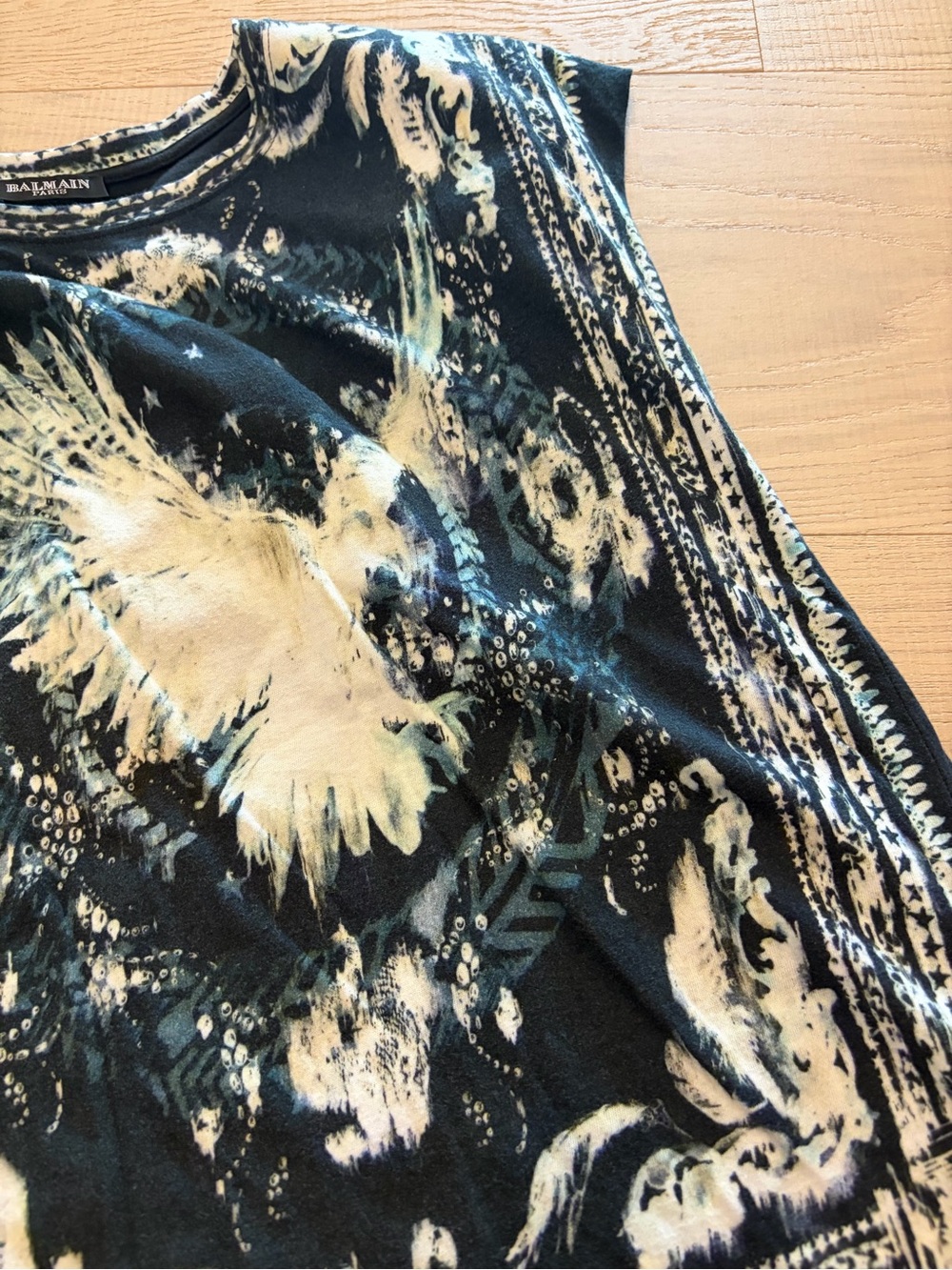 Balmain Black Graphic Eagle tank T shirt - Picture 3 of 5